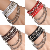 Punk Style Multi-layer Chain Bullet PU Leather Bracelet