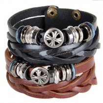 Punk Style Cross Bead Hand-braided Bracelet
