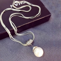 Fashion Pearl Pendant All-match Sweater Necklace