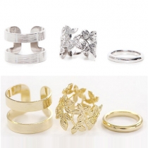 3 Pieces/Set Gold/Silver-tone Ring Set 