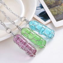 Fashion Luminous Crystal Pendant Sweater Necklace