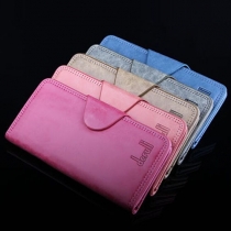 Retro Style Solid Color Long Wallet