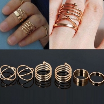 Fashion Gold/Silver-tone Ring Set 6 Piece/Set