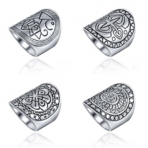 Bohemian Style Geometric Carved Ring
