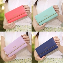 Retro Style Solid Color Three-fold Wallet