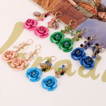 Fashion Rhinestone Flowers Earrings