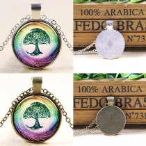 Retro Style Life Tree Gemstone Pendant Necklace