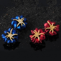 Fashion Rhinestone Flower Shaped Stud Earrings