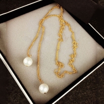Fashion Gold-tone DIY Pearl Necklace