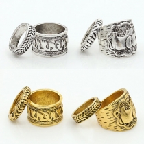 Fashion Etched Elephant Tribal-Inspired Ring Set