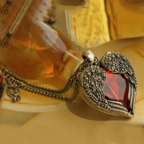 Faux Stone Heart Wings Pendant Necklace