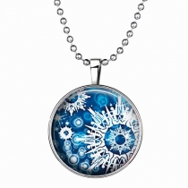Fashion Snowflake Pattern Time Gem Pendant Necklace