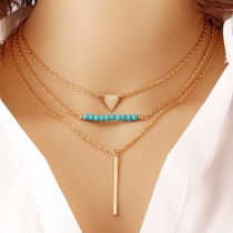 Fashion Triangle Turquoise Pendant Multilayer Necklace