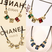 Fashion Colored Crystal Pendant Necklace