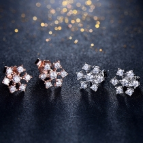 Fashion Rhinestone-Encrusted Snowflake Silver Studs