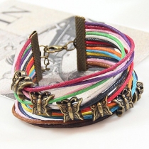 Retro Style Butterfly Beaded Multi-layer Colorful Bracelet