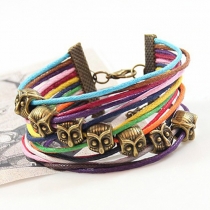 Retro Style Owl Beaded Multi-layer Colorful Bracelet