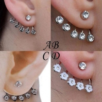 Fashion Rhinestone Star Rose Heart Floral Stud