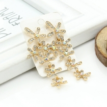 Fashion Rhinestone Floral Fringe Studs