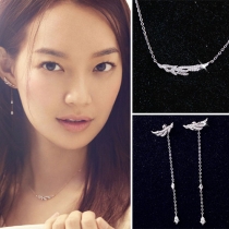 Fashion Rhinestone Angel Wings Tassel Earrings