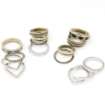 Fashion Faux Stone Rhinestone-Encrusted Ring set