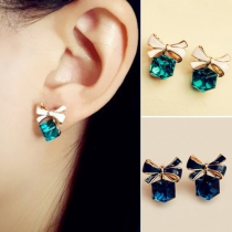 Fashion Faux Crystal Bow-Knot Studs