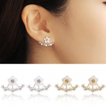 Fashion Daisy Flower Rhinestone Silver Front And BackEar Jackets