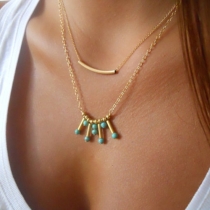 Fashion Turquoise Pendant Double-layer Necklace