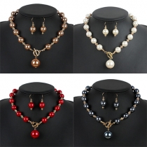 Splendid Pearl Earrings and Necklace Jewelry Set