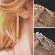 Fashion Leaves Tassel Clip-style Earrings