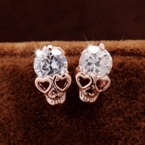 Fashion Rhinestone Skull Head Stud Earrings
