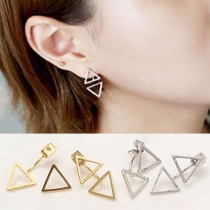 Fashion Gold/Silver-tone Hollow Out Triangle Stud Earrings