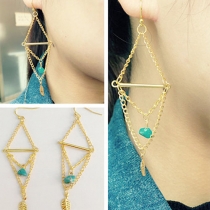 Ethnic Style Turquoise Hollow Out Leaf Pendant Drop Earrings