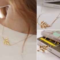 Fashion Gold-tone Leaf Pendant All-match Necklace
