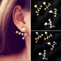 Fashion Rhinestone Pentagram Pearl Stud Earrings