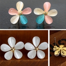 Fresh Style Opal Flower Stud Earrings