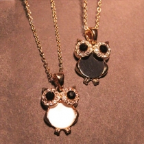 Fashion Rhinestone Owl Pendant Necklace