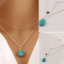 Elegant Style Double-Layer Tassel Turquoise Pendant Necklace