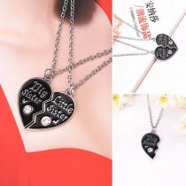 Fashion Two-Piece Set Broken Heart-Shaped Necklaces
