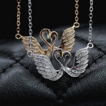 Fashion Style Alloy Double Swans Pendant Necklace