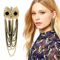 Fashion Style Rhinestone Owl Tassel Earrings