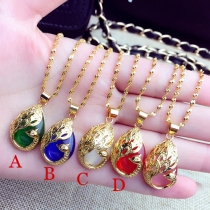 Fashion Style Peacock Drop-Shaped Pendant Necklace
