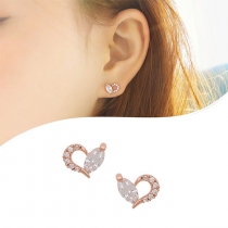 Fashion Style Rhinestone Heart-Shaped Stud Earrings