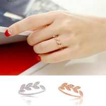 Fashion Style Rhinestone Olive Branch-Shaped Open-Ended Ring