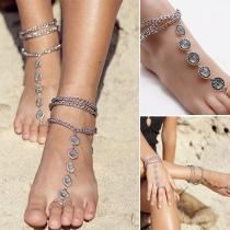 Bohemian Style Triple-Layer Finger Harness Bracelet/Toe Harness Anklet