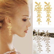 Fashion Style Rhinestone Flower Earrings