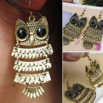Fashion Style Rhinestone Owl-Shaped Earrings