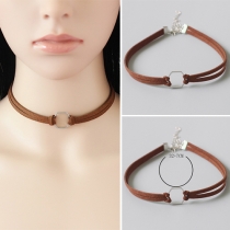 Concise Style Hexagon Hollow Out Choker