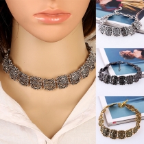 Retro Style Hollow Out Carving Choker