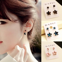 Sweet Style Crystal Pentagram Stud Earrings